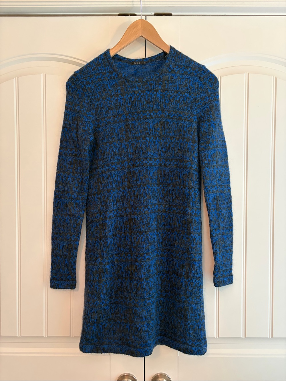 Theory 100% Wool Long Sleeve Tunic Lou Dress Blue Melange Women's Size XS